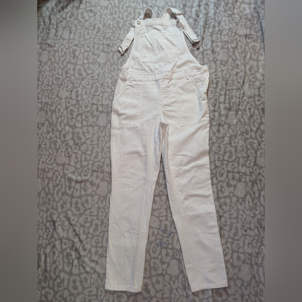 Elegant Women's Cream Denim Overalls
